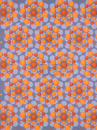 Photo for Pattern of orange spheres on grey background, abstract digital illustration. Generative art. 3d rendering - Royalty Free Image