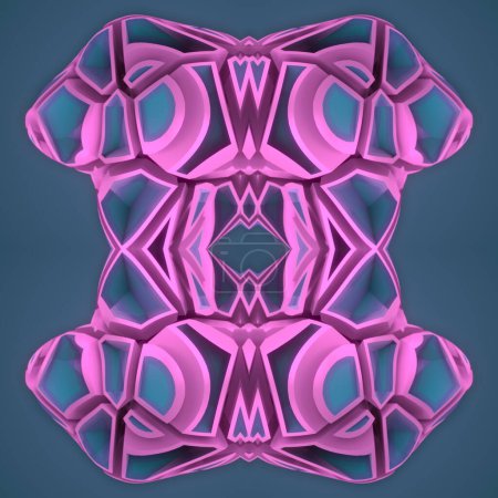 Téléchargez les photos : Structure cristalline abstraite avec motif fantaisie néon fissure. Arrière-plan géométrique abstrait. Illustration numérique de rendu 3D - en image libre de droit
