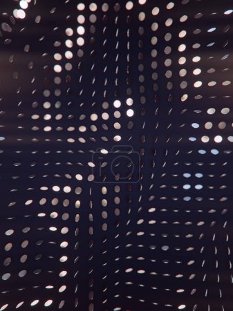 Foto de El fondo moderno es una visualización digital 3D de un patrón de lentejuelas circulares brillantes de oro flotando en el viento. Fondo abstracto del arte. 3d representación ilustración digital - Imagen libre de derechos
