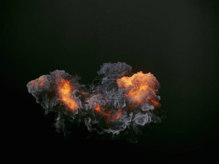 Photo for Highly realistic explosions with dark smoke. Modern design. 3d rendering abstract background. Digital illustration - Royalty Free Image
