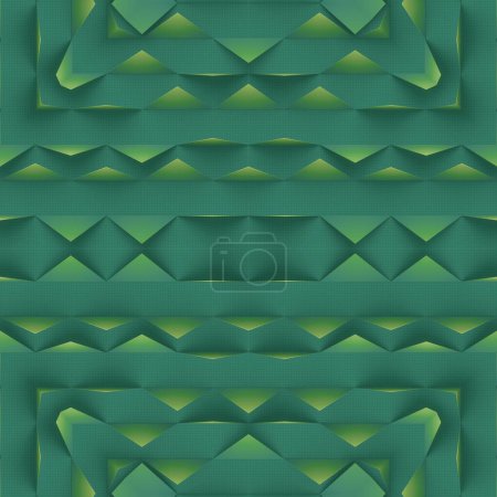 Téléchargez les photos : Illustration numérique d'un motif géométrique simple sur fond vert. Conception de concept créatif. Style technologique futuriste. Rendu 3d - en image libre de droit