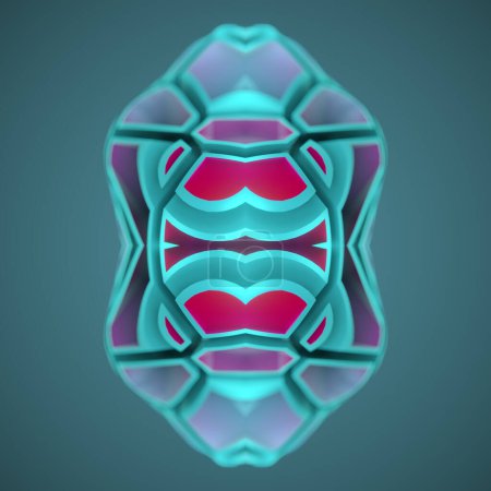 Photo for Three-dimensional symmetrical object with a fancy color gradient, 3d rendering digital illustration. Modern concept background - Royalty Free Image