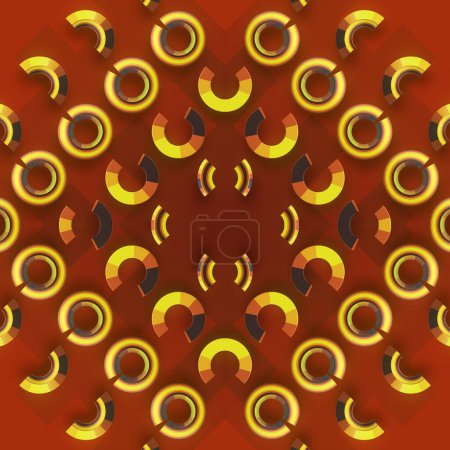Foto de Patrón caleidoscópico colorido abstracto de figuras redondeadas. Fondo de diseño creativo. 3d representación ilustración digital - Imagen libre de derechos