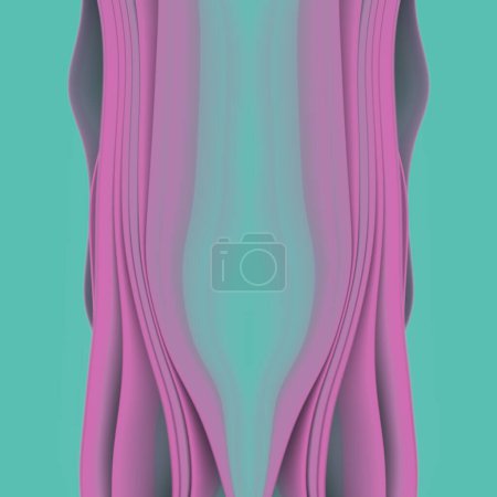 Foto de Fondo de onda simétrico con rayas de tela degradada de moda en el viento. Diseño de concepto creativo. 3d representación ilustración digital - Imagen libre de derechos