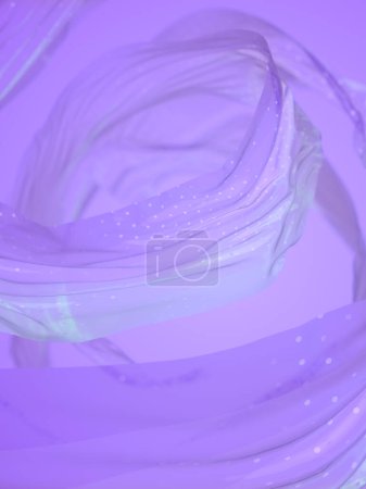 Téléchargez les photos : Fond violet clair avec anneaux volants en plastique translucide. Modèle abstrait de rendu 3D pour la conception de concept. Style minimaliste moderne. Illustration numérique - en image libre de droit
