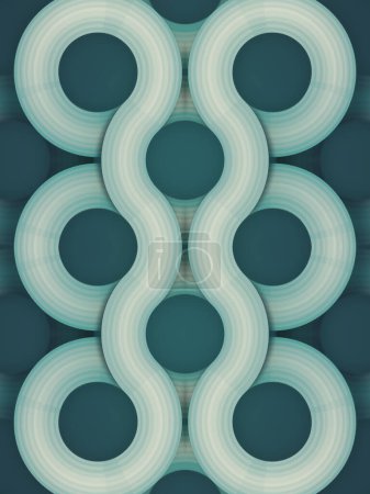 Foto de 3d representación digital ilustración de un patrón de líneas redondeadas en una superficie verde oscuro. Fotografía microscópica. Arte generativo. Estilo de papel multicapa. Patrón delgado con textura en movimiento - Imagen libre de derechos