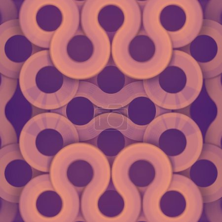 Foto de Patrón simétrico en capas con textura sobre fondo púrpura oscuro. Arte generativo. Textura geométrica abstracta. Primer plano dinámico. 3d representación ilustración digital - Imagen libre de derechos