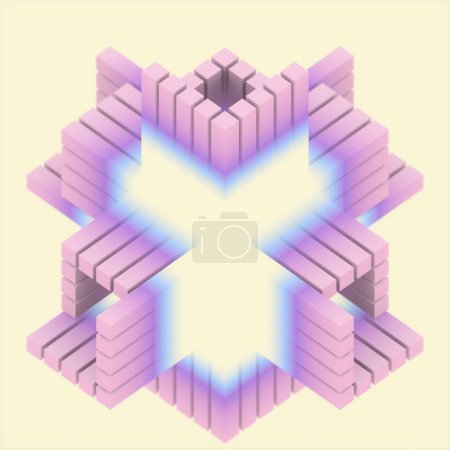 Foto de Fondo geométrico de moda en color neón con ilustración digital de formas geométricas rectangulares. renderizado 3d - Imagen libre de derechos