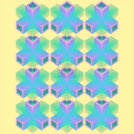 Foto de Fondo futurista abstracto con un patrón de formas geométricas rectangulares de color neón. 3d representación ilustración digital - Imagen libre de derechos