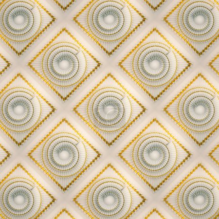 Téléchargez les photos : Elégant motif ondulé blanc avec bordure dorée. 3d rendu arrière-plan abstrait. Illustration numérique - en image libre de droit