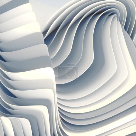 Foto de Primer plano Representación en 3D ilustración digital de una pila de papel blanco. Composición visualmente interesante y dinámica - Imagen libre de derechos