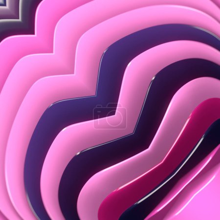 Foto de Patrón abstracto multicolor compuesto por diferentes tonos de rosa y púrpura, que consta de múltiples capas, creando una composición visualmente vibrante y rica. 3d representación ilustración digital - Imagen libre de derechos