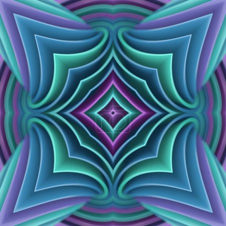 Téléchargez les photos : Conception abstraite colorée d'une série de formes géométriques entrelacées avec une combinaison de tons bleus et violets. Illustration numérique de rendu 3D - en image libre de droit