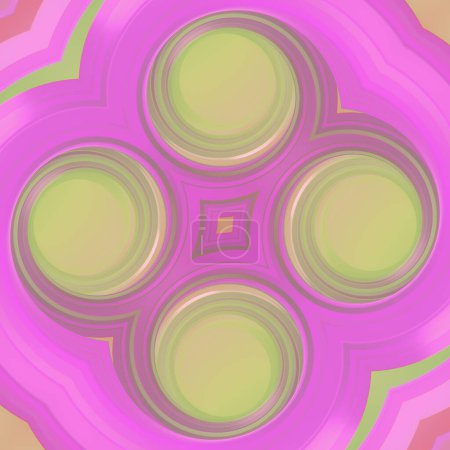 Foto de Diseño abstracto colorido de una serie de círculos, cada uno en un color diferente, con un fondo predominantemente rosa. Composición atractiva y dinámica. 3d representación ilustración digital - Imagen libre de derechos