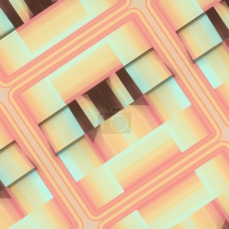 Photo for Close-up of a wall with a symmetrical pattern on it. Digital art, abstract illusionism. Gradients of pastel colors. Modern concept illustration background. 3d rendering - Royalty Free Image