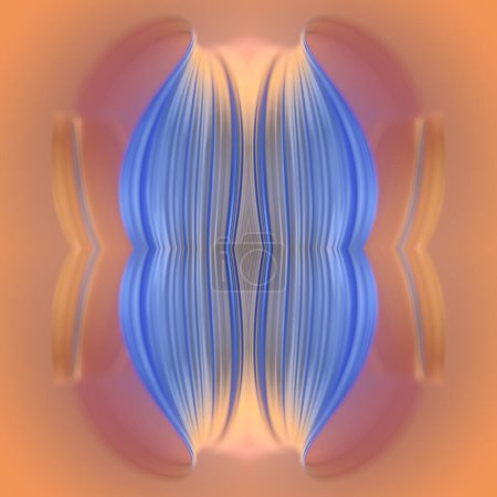 Photo for Abstract symmetrical composition with an emphasis on the interplay of colors and shapes. Colorful design with a predominance of orange. 3d rendering digital illustration - Royalty Free Image