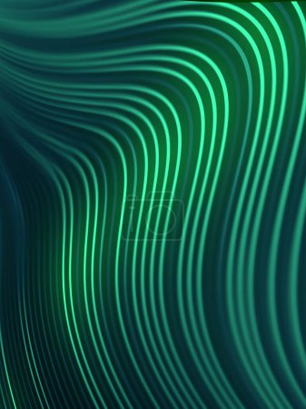 Photo for A bright and dynamic wavy 3d rendering digital illustration in a green color scheme. Visually bright and vibrant effect - Royalty Free Image