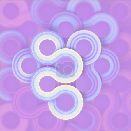 Photo for Close-up of rounded layered pattern with neon texture. Generative Art. Modern concept background. Creative design. 3d rendering digital illustration - Royalty Free Image