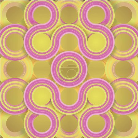 Foto de Patrón simétrico de un grupo de líneas redondeadas dispuestas sobre una superficie amarilla. Arte generativo. Patrón de gradiente. Primer plano dinámico. 3d renderizado fondo ilustración digital - Imagen libre de derechos