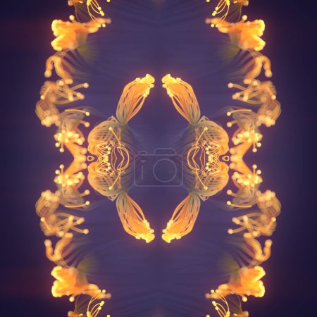 Photo for Magical symmetrical pattern of colorful organic growing shapes with trendy gradient. Abstract creative design background. 3d rendering digital illustration - Royalty Free Image