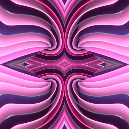Foto de Composición abstracta brillante con un gran patrón de espiral rosa de capas multicolores. 3d renderizado fondo ilustración digital - Imagen libre de derechos