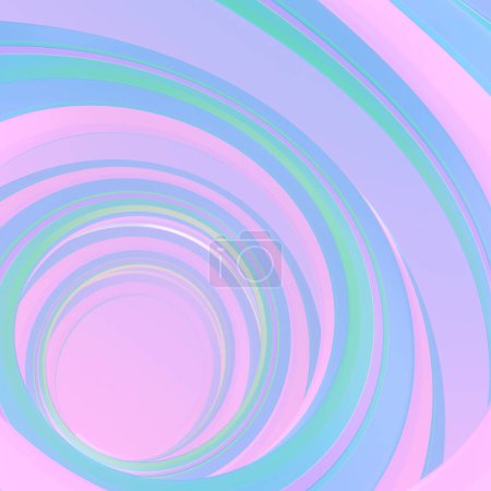 Foto de Patrón espiral de muchos círculos concéntricos con una combinación de colores rosa, azul y verde. La composición es artística y atractiva. 3d representación ilustración digital - Imagen libre de derechos