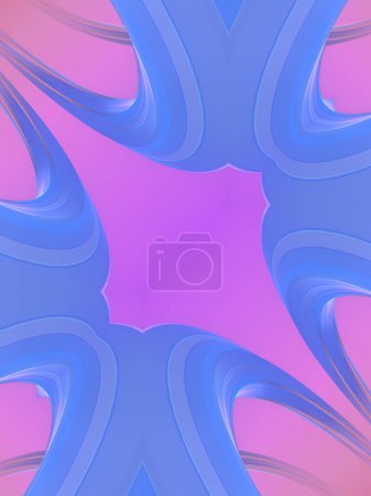 Photo for Bright and colorful abstract design with alternating twisted, curved and smooth lines in shades of blue and pink. 3d rendering digital illustration - Royalty Free Image