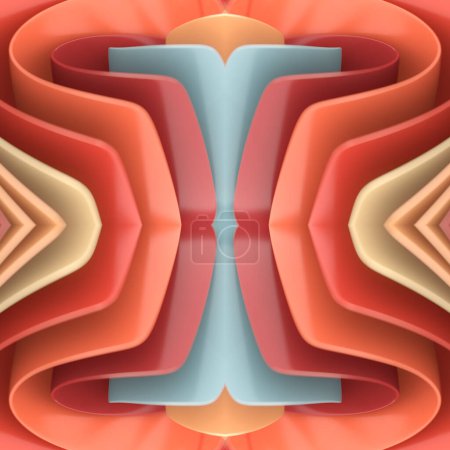 Foto de Patrón abstracto colorido usando una combinación de colores rojo, azul y amarillo. La composición consiste en una serie de formas entrelazadas y entrelazadas. 3d representación ilustración digital - Imagen libre de derechos