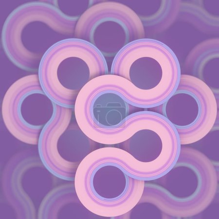 Foto de Gran composición intrincada sobre un fondo púrpura que consta de varias formas y curvas. Patrón visualmente atractivo e intrincado. 3d representación ilustración digital - Imagen libre de derechos