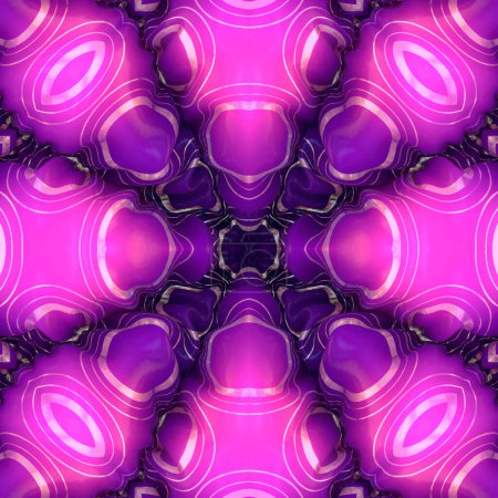 Foto de La ilustración digital brillante y colorida con el patrón de oro en inflable púrpura-rosado crea una sensación de profundidad y complejidad. renderizado 3d - Imagen libre de derechos