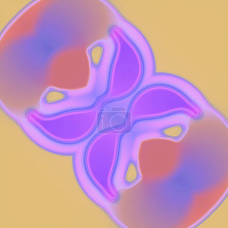Téléchargez les photos : Illustration numérique de rendu 3d avec magenta et forme fluide abstraite rose. Visuellement lumineux composition attrayante - en image libre de droit