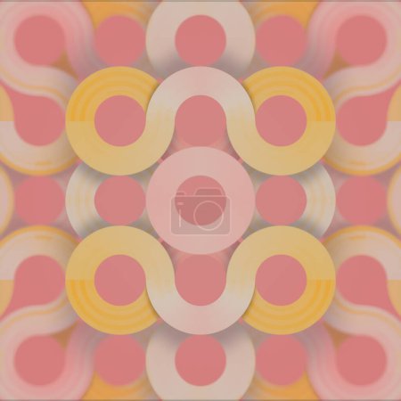 Photo for Colorful abstract design with a pattern of interlaced circles and arc. A modern and minimalist style with an emphasis on geometric shapes and bold colors. 3d rendering digital illustration - Royalty Free Image