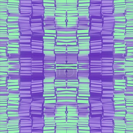 Téléchargez les photos : Un design abstrait coloré d'un motif de formes violettes et vertes disposées d'une manière visuellement attrayante. Illustration numérique de rendu 3D - en image libre de droit