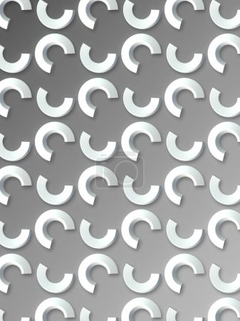 Foto de Un patrón de círculos blancos dispuestos de una manera visualmente atractiva. Composición simple. Estilo minimalista y moderno. 3d representación ilustración digital - Imagen libre de derechos