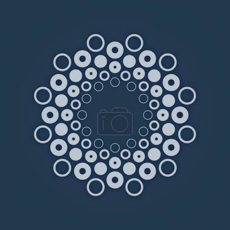 Foto de Fondo azul con un patrón de muchos círculos blancos pequeños. Composición sencilla y elegante. Estilo minimalista. 3d representación ilustración digital - Imagen libre de derechos