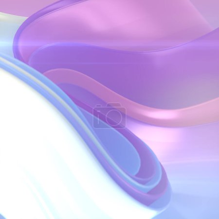 Téléchargez les photos : Ondes magiques colorées au néon de tissu dans le vent illustration numérique abstraite avec effet de profondeur de champ. 3d rendu fond abstrait - en image libre de droit