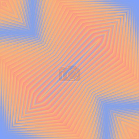 Téléchargez les photos : Composition abstraite colorée de rayures orange et rose sur fond bleu. Composition optiquement lumineuse et dynamique. Illustration numérique de rendu 3D - en image libre de droit