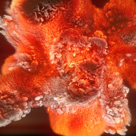 Visualización tridimensional de ondas explosivas ardientes de color rojo brillante. Efecto visual vívido. Estilo abstracto. 3d representación ilustración digital