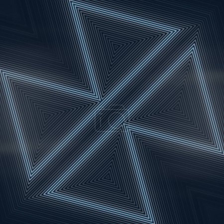 Foto de Ilustración digital de representación 3D con patrón de luz geométrica de una serie de triángulos y líneas con ondas de luz. Estilo moderno y abstracto - Imagen libre de derechos