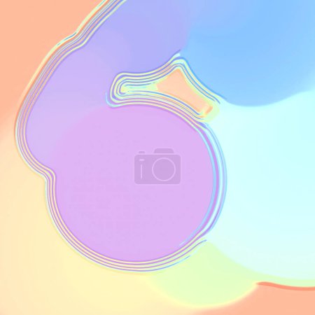 Téléchargez les photos : Illustration numérique de rendu 3d dans un style surréaliste avec des formes organiques multicolores lumineuses qui semblent couler et se fondre ensemble, créant un sentiment de mouvement ou de transformation - en image libre de droit