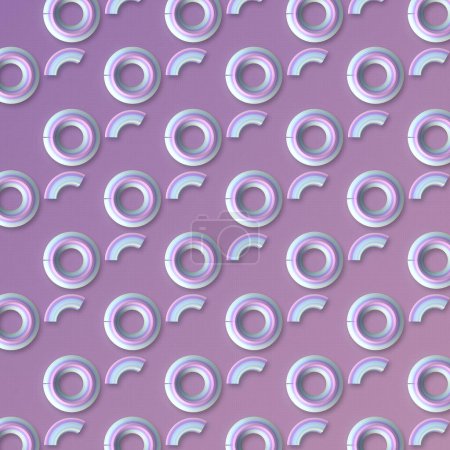 Téléchargez les photos : Fond violet avec un motif de cercles néon. Composition simple et visuellement attrayante. Illustration numérique de rendu 3D - en image libre de droit