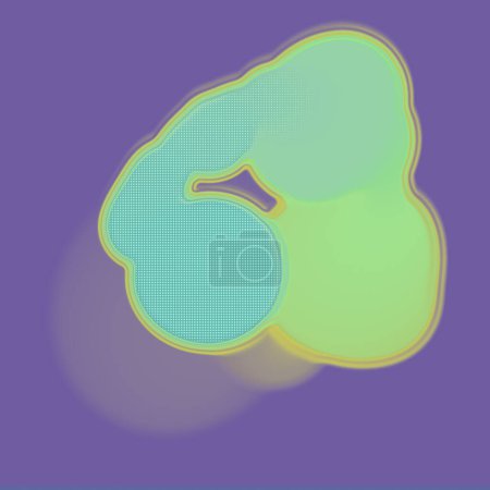 Photo for Digital illustration of abstract design. Organic shapes in blue-green color on purple background. Modern and minimalistic style. 3d rendering - Royalty Free Image