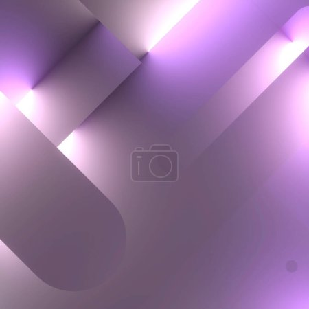 Foto de Ilustración digital en un estilo abstracto moderno con un patrón de rayas de luces de neón púrpura y rosa. renderizado 3d - Imagen libre de derechos