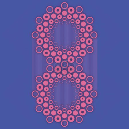 Photo for Blue background with pink circles and ovals. Simple and minimalistic composition. 3d rendering digital illustration - Royalty Free Image