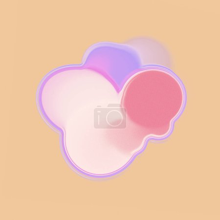 Téléchargez les photos : Illustration numérique abstraite lumineuse avec un motif organique fluide de formes rose-violet sur fond orange clair avec une texture fluide et ondulée. Rendu 3d - en image libre de droit