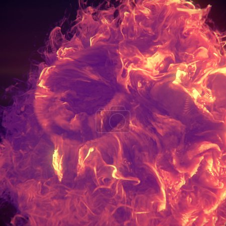 Foto de Encantadora danza de las llamas. Elegante entrelazado de tonos anaranjados, rojos y amarillos. 3d representación ilustración digital - Imagen libre de derechos