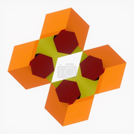 Photo for Colorful symmetrical three-dimensional figures. An intriguing spectacle of geometric harmony. 3d rendering digital illustration - Royalty Free Image