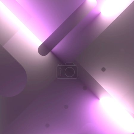 Téléchargez les photos : Illustration numérique de rendu 3d dans un style abstrait moderne avec un motif de rayures au néon violet - en image libre de droit