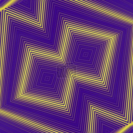 Foto de 3d representación de ilustración digital con forma de onda de luz de color amarillo brillante sobre fondo púrpura. Estilo contemporáneo - Imagen libre de derechos