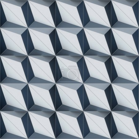 Téléchargez les photos : Modèle de diamants tridimensionnels dans un schéma de couleurs bleu et gris frais. Illustration numérique de rendu 3D - en image libre de droit